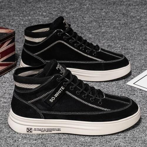 2 color men shoes summer 2021 new high-top canvas Korean trend white black flat deodorant soft bottom breathable casual shoes