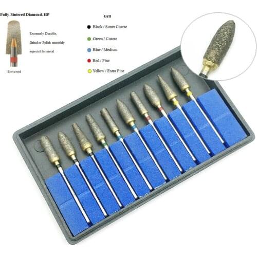 10Pcs Dental Universal Sintered Diamond Polisher Kits Burs Grinder for Polishing Trimming Drill 2.35mm Tool