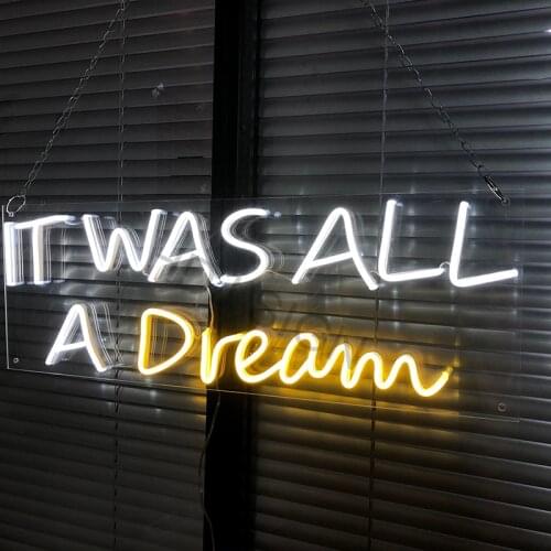 HDJSign It was all a dream led neon sign phrase Transparen led pink blue Custom light neones display home wall decor