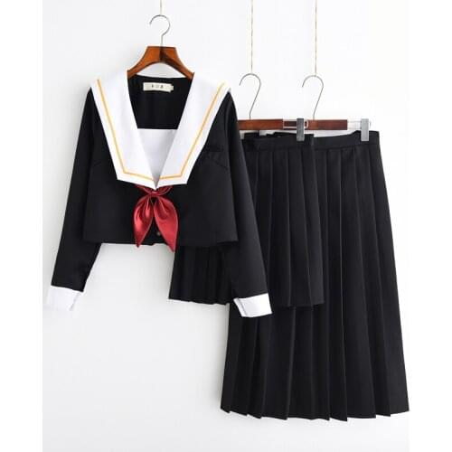 2019 new sailor suit students school uniform for teens preppy style cos uniform jk japanese seifuku bow skirt shirt