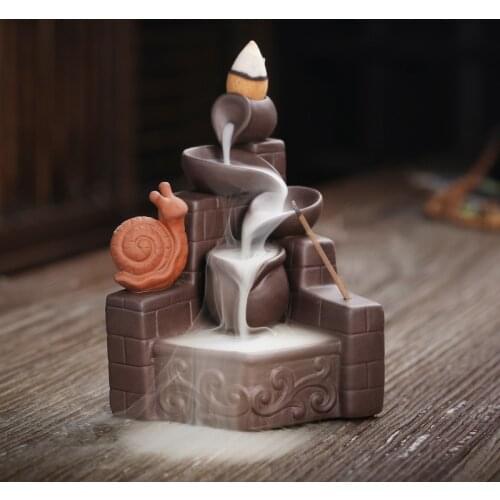 Newest Misty Rain Backflow Waterfall Incense Burenr Snails Living Room Decoration Best for Gifts Incense Base for Home Decor
