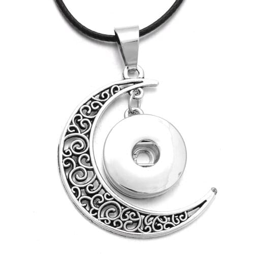 New Snap Jewelry Moon Pendants Snap Button Necklace with Chains fit 12mm & 18mm Snap Button Jewelry For Women