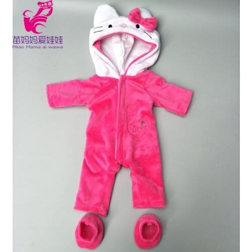 Doll clothes for 43cm born Baby doll cute kitty cat hooded set for 17 inch baby doll coat winter clothes