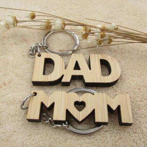 Parents Gift Wood Key Chain Keychain Wooden Key Ring father and mother Gifts for Dad Mom