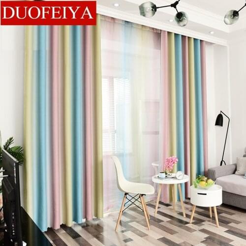 Simple European curtains for Living Room Stripe Blackout Curtains for Bedroom Chiffon Terylene for dining room Curtain Yarn
