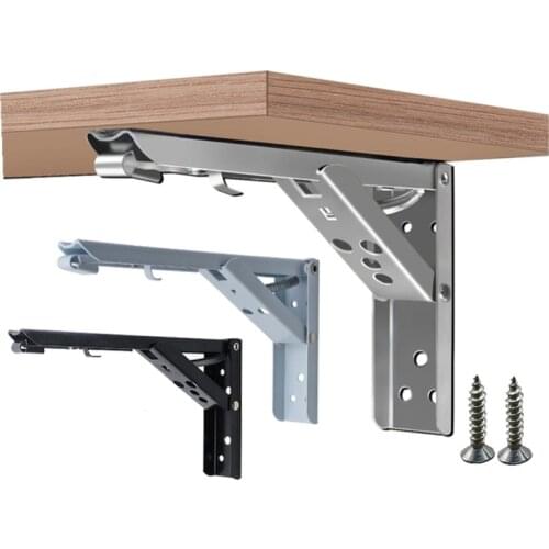 2PCS 8-14 Inch Stainless Steel Adjustable Triangle Folding Angle Bracket Heavy Support Wall Mounted Bench Table Shelf Bracket