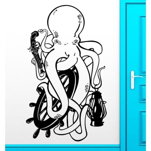 Lustige Nette Ozean Tier Kunst Octopus Wand Aufkleber Pistole Pirate Vinyl Wandbild Hause Schlafzimmer Dekoration1508