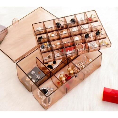 Jewelry Box Rings Earrings Tray Holder Women Showcase Storage Lid Accessories Display Organizer Case