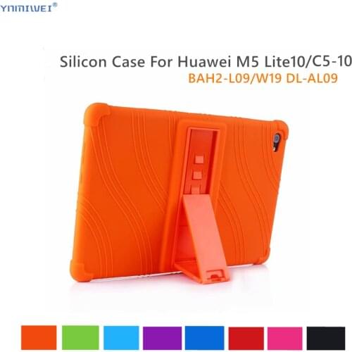 Silicon Case For Huawei MediaPad M5 Lite 10 Inch BAH2-L09/W19 DL-AL09 Tablet Stand Cover For Mediapad M5 LITE10 C5 10 Soft Case