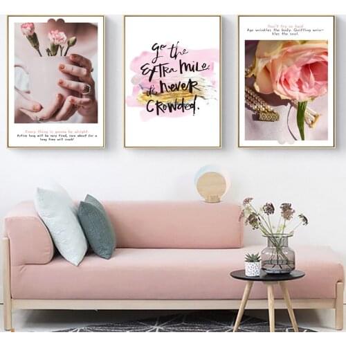 Modern Pink Flower Floral Poster Canvas Print Painting Wall Art Living Room Home Decoration