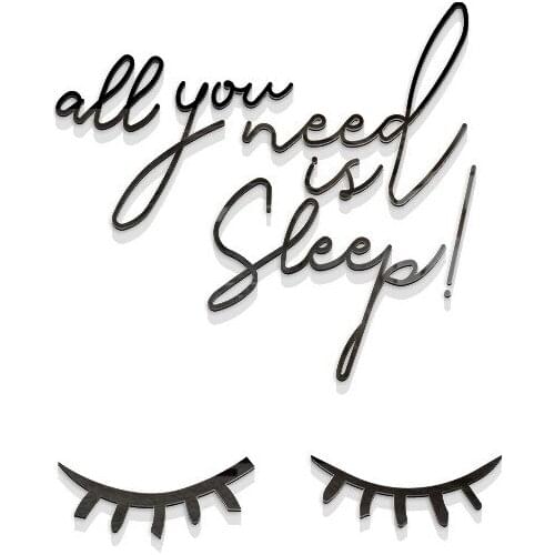 Sleep Eyelash Good Sleeping Bedroom English 3d Crystal Acrylic Stereo Wall Sticker Bedroom Home Accessories