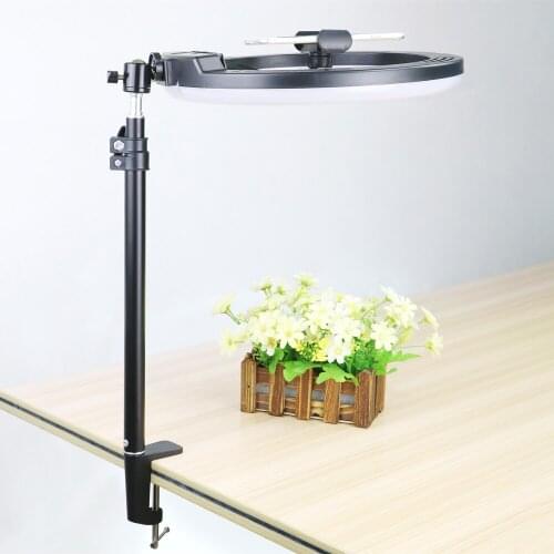 LED Ring Light Dimmable Selfit Lamp With Stretchable Desktop Bracket Phone Holder Clip For Live Photo Studio PhotographyLighting