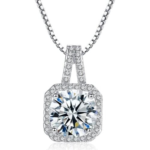 Top Quality Jewelry Natural Gemstones Moissanite Zirconia Silver Color Engagement Chain Pendant Necklaces Gift For Girl Woman