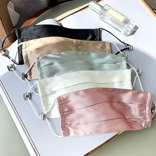 Summer Womens Silk Dress Mask Pink White Face Masks Femme Lady Elegant Uvproof Protec Mouth Masks Adjust Strap Party Decoration