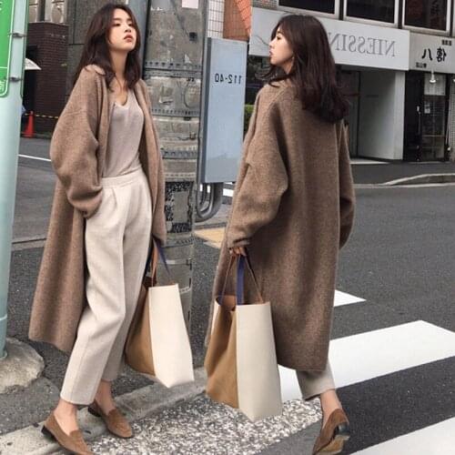 Winter Vintage Long Cardigan Sweater for Women Sweaters Female Long Sleeve Cardigans Casual Knitwear Pure Jumpers