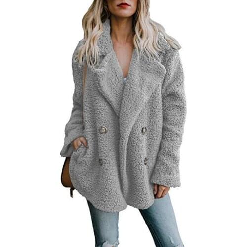 2021 Autumn Winter Womens Fashion Cashmere Long Sleeves Coats Double Velvet Solid Single Breasted Street Medium Length Clothes