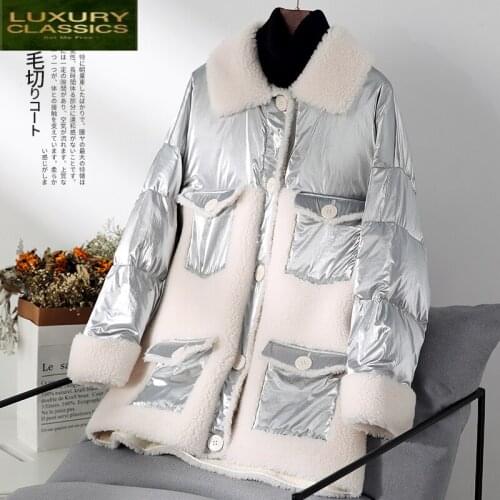 Female Coat Real Fur Vintage Sheep Shearing Down Jacket Women Clothes 2021 Korean Wool Fur Duck Down Coats Hiver 9926