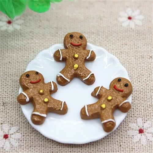 10PCS Kawaii Resin Christmas Gingerbread Boy Flatback Cabochon Embellishment Accessories DIY Scrapbooking Craft,16*21mm