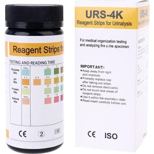 100 Strips URS-4K Glucose pH Protein Ketone Urine Test Paper Strip with Anti-VC