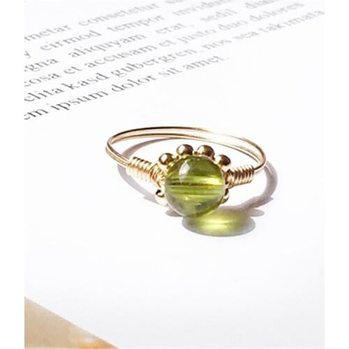 14K Gold Filled Birthstone Ring Natural Olivine Jewelry Handmade Knuckle Ring Mujer Boho Bague Femme Minimalism Boho Rings