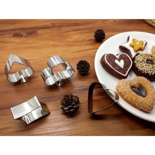 4pcs/lot Poker Cookie Mold Stainless Steel Playing Cards Cake Fondant Mold Spade Heart Club Diamond Biscuit Cutter PD 010