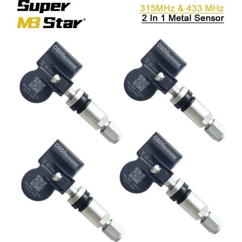 4Pcs Universal Car Tyre Pressure TPMS Sensor 433/315 MHz 2 In 1 OE-Level Programmable OBDResource S2 work with T1 T2 Tire Repair