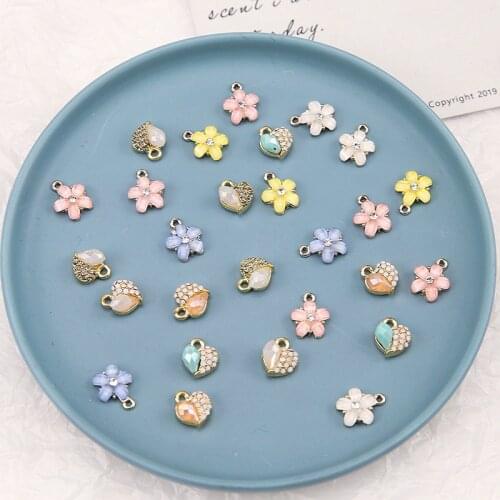 6pcs New Design Fashion Small Fresh Flower Earrings For Women Jewelry Sweet heart-shaped Pendant Girl Diy Jewelry Accessories