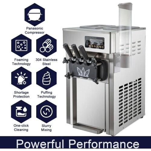 A168 220V 1200W 16-18L/H Italian Ice Cream Machine Soft Ice Cream Supermarket Food Machine