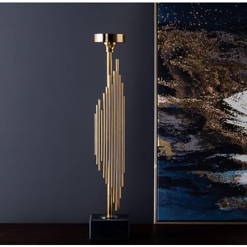 American Metal Candle Holder Modern Ornaments Golden Creative Light Luxury Table Centerpieces Bougeoir Table Decoration ED50ZT