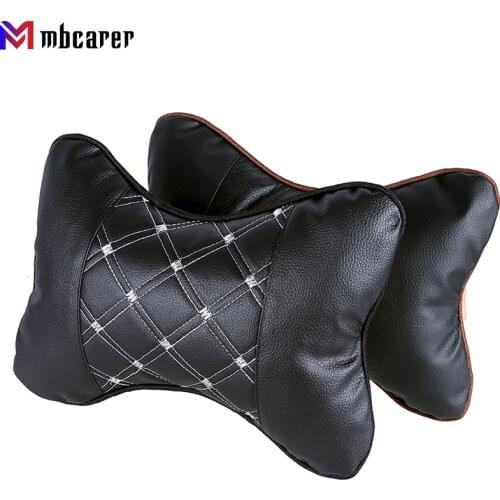 Universal Car Seat Head Neck Rest Pillow Headrest Breathe Cushion PU Leather Soft Headrest Car Auto Safety Pillow Pad Z2