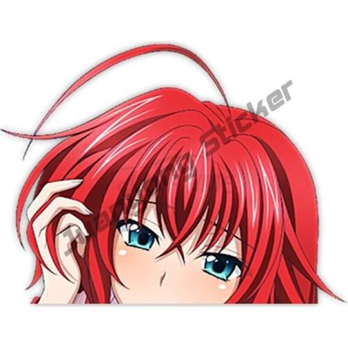 Car Stickers High School DxD Rias Gremory 206 Cute Anime Girl Peeker Vinyl Decal Window Phone Bumper Truck Fine Decor KK13x13cm