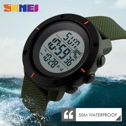 SKMEI Sports Watches Men Digital Multifunction Simple Chronograph 50M Water Resistant Alarm Clock Week Display Wristwatches 1213