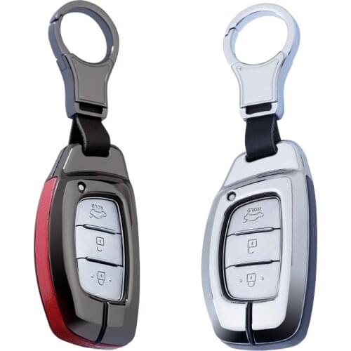 Zinc alloy+Genuine Leather car key case cover For Hyundai Verna Sonata Elantra Tucson Auto Creta I10 I20 Santa Fe 2016 2017 2018