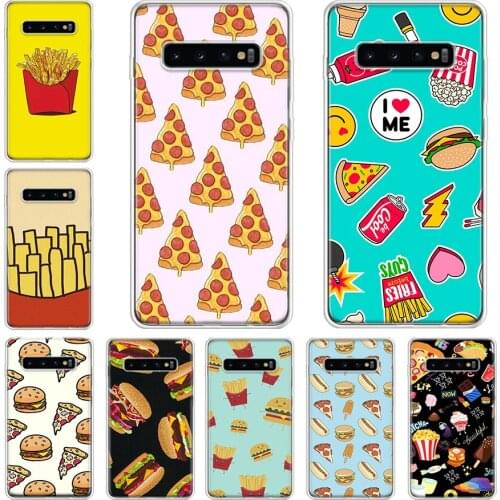 Cute food french fries burger pizza hot Phone Case For Samsung Galaxy A71 A70 A51 A50 A41 A40 A30 A21 A10 A01 A90 A20S A20E A10S