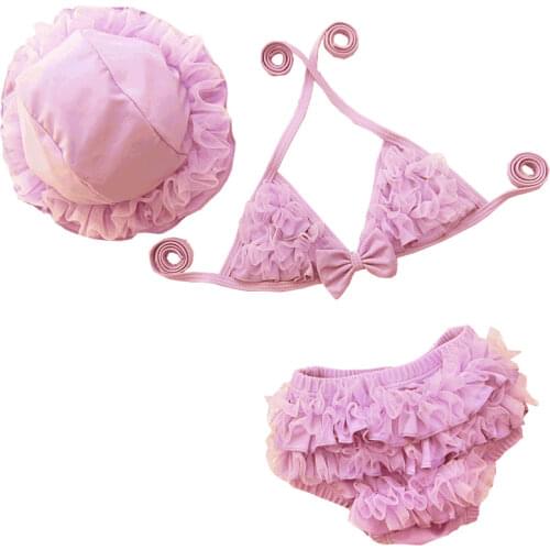 Baby Swimming Pool 2021 Toddler Girl Bathing Suit Two Piece with Hat Kids Swimwear for 1-9T Girls Fashion Biquini Beach Wear NEW