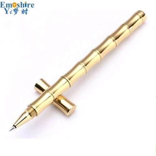 Emoshire 0.5mm Nib Free Refills Office School Writing Top Brand Bamboo Design Golden Roller Ball Pen Luxury Ballpoint Pen P342