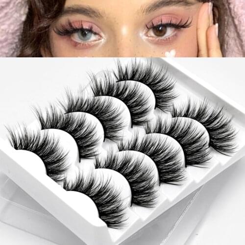 Faux Mink lashes 5 Pairs 3D Mink Lashes Volume Natural long Cross False Eyelashes Beauty Makeup False eye lashes Extended