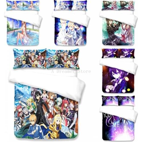 Sword Art Online Anime Kids Comforter 3D Bed Linen Home Textile Pillow Case Duvet CoversBedding Sets Bed Set Home Decor Bedding