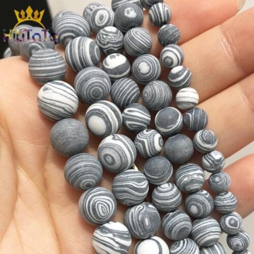 Matte Black White Malachite Mineral Beads 4 6 8 10 12mm Natural Stone Beads For DIY Jewelry Making Bracelet Accessories 15