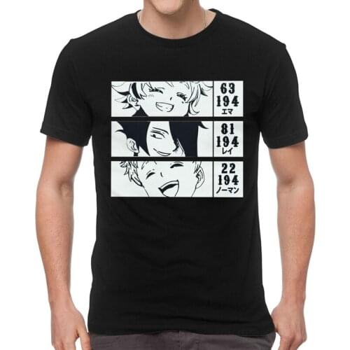 Mens The Promised Neverland T-Shirt Graphic Yakusoku No Neverland Emma Norman Ray Tshirt Short Sleeve T Shirt Cotton Tee Top