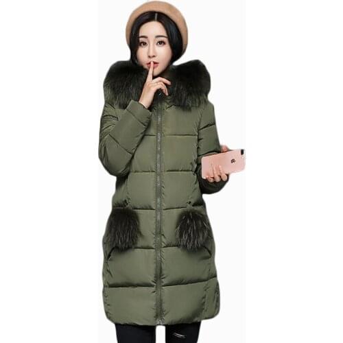 2018 NEW WOMEN WINTER JACKET MID-LENGTH LARGE FUR COLLAR FEMALE HOODED PARKA THICKEN WARM WOMEN COAT COTTON WADDING ZL729