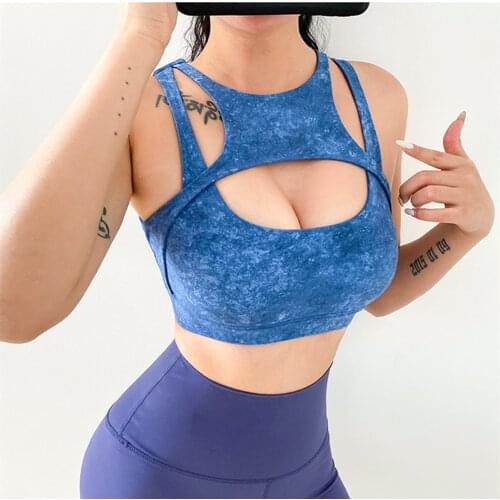 Dyeing Front Dig Hole Design Women Sports Bra Hollow out back Yoga Top Women Running Bra Gym Fitness Exercise Bra Underwear