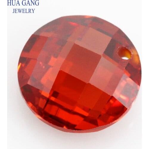 Single Hole Orange AAAAA Round Brilliant Double Checkerboard Cubic Zirconia Stone For DIY Jewelry Making 3~14mm High Quality CZ
