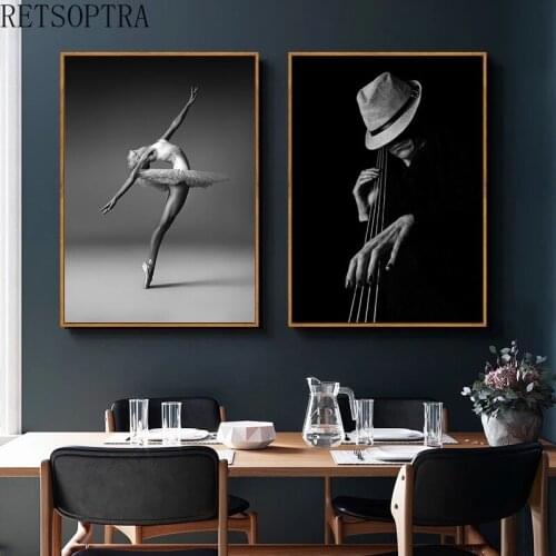 Black White Fashion Poster Ballet Dance Canvas Print Photography Wall Art Painting Poster Fasion Picture Room Decor