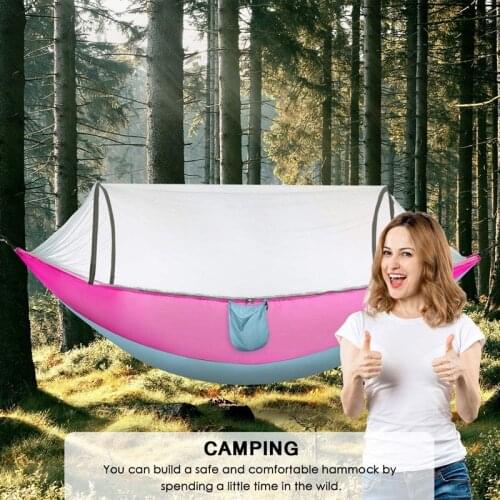 MLGB Camping Hammock with Net Lightweight Double Single with 2 Carabiners Portable Hammocks for Outdoor Hiking Camping