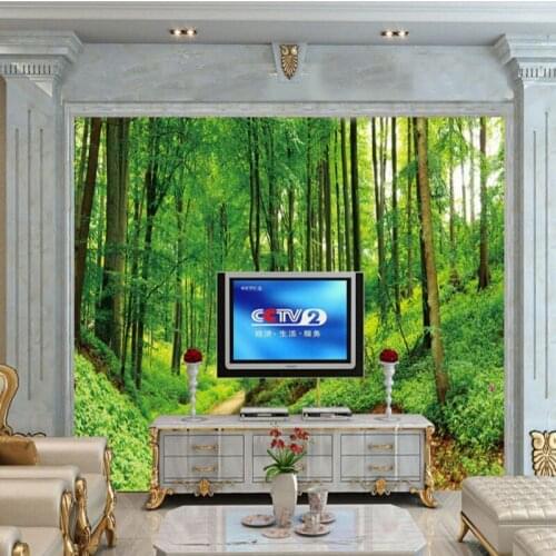 Custom photo wallpaper 3D Stereo wallpaper Green Trees Landscape TV Wall mural custom living room high quality office wallpaper