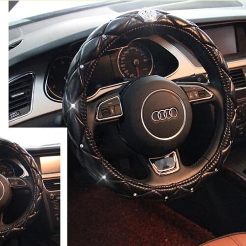 The crown Leather Sport Car Steering Wheel Cover Non-slip for Audi A1 8X A2 A3 A4 A5 A6 Avant Auto Accessories