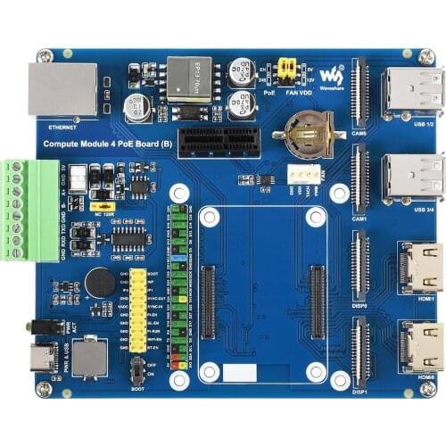 Raspberry Pi Compute Module 4 IO Board With PoE Feature(Type B),For all Compute Module 4 Variants,Compute Module 4 PoE Board (B)