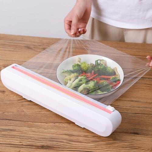 Food Wrap Cutter Cling Food Packaging Dispenser Film Cutter Dispenser Storage Holder Non-toxic Storage Organizer Cookware Tool