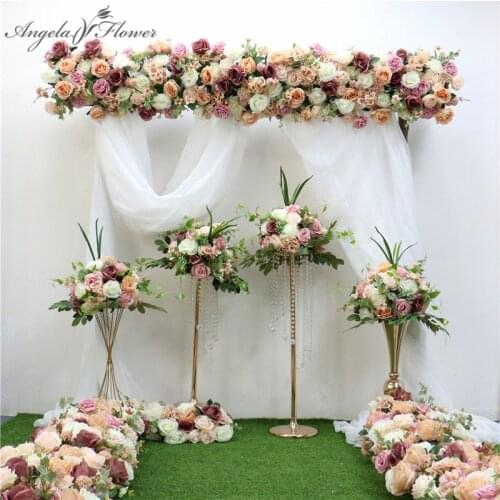 Custom 1 m wedding backdrop arch decor artificial flower row decor flower arch road lead flower arrangement silk flower wall 1pc